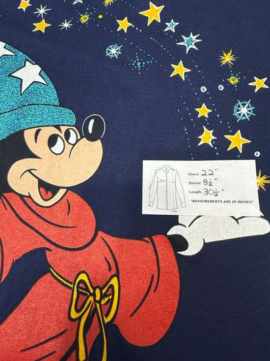 Mint Grail Vintage 90s Disney Fantasia Sorcerer Mickey Mouse Glitter Graphic T-S
